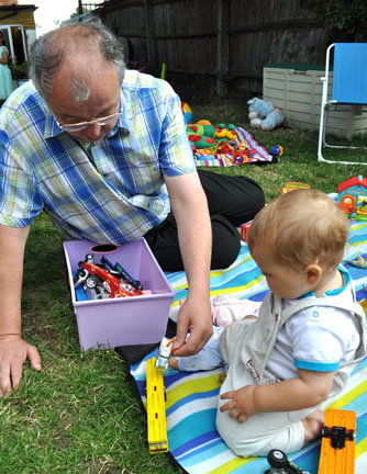 John Hemming MP plays with his son Tom